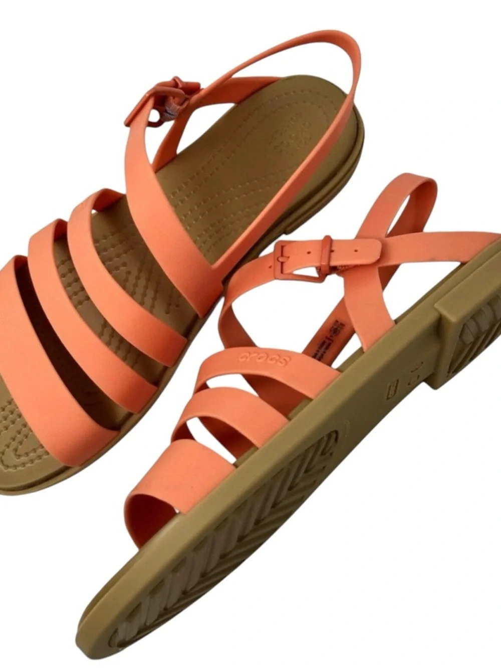 Crocs Size 8 Tulum Strappy Sandal Shoes Orange - Picture 2 of 5